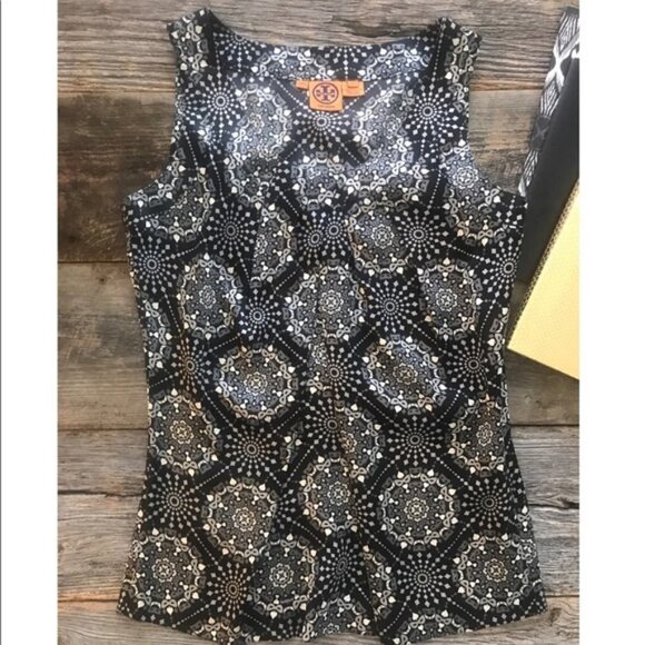 Tory Burch Margaret Silk Blouse Black Mask Size 10 - Picture 6 of 6